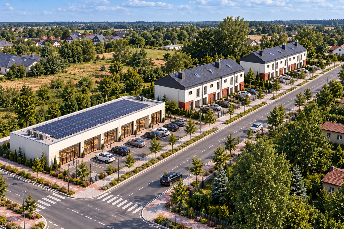 Wizualizacja poglądowa nowych segmentów przy Iglastej, obok planowanego centrum handlowo-usługowego